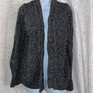 Heavy black and white open cardigan